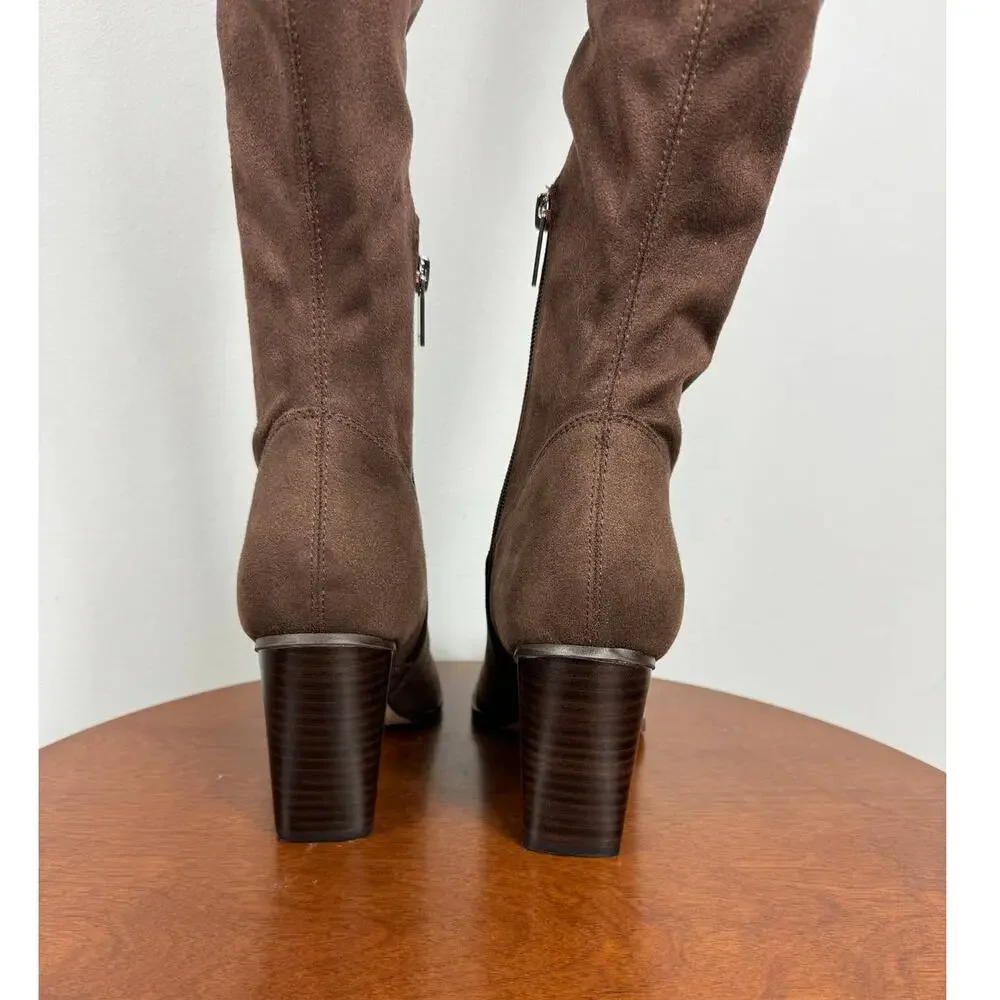 New Marc Fisher LTD Okun Over the Knee Boot in Dark Brown Faux Suede Size 7.5